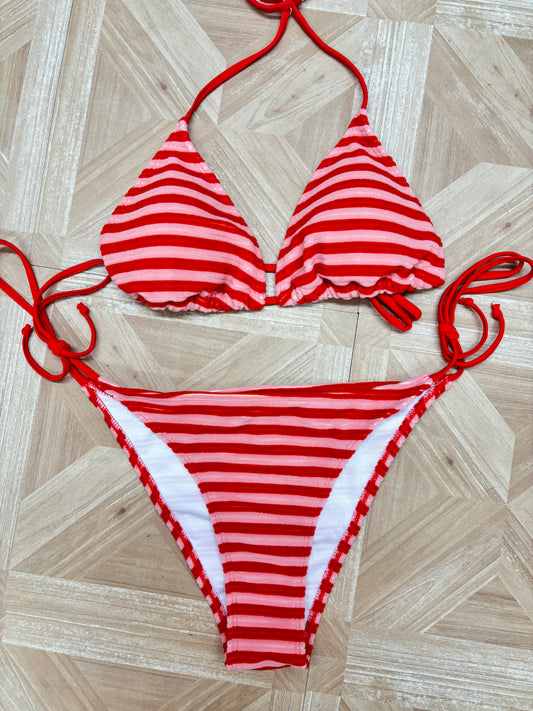 Striped Cherry Terry Bikini Set