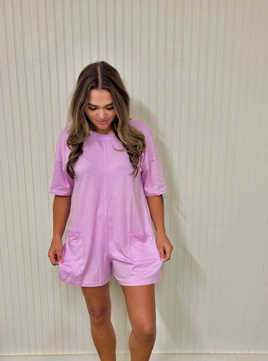 Hot Girl Walk Romper - Lilac