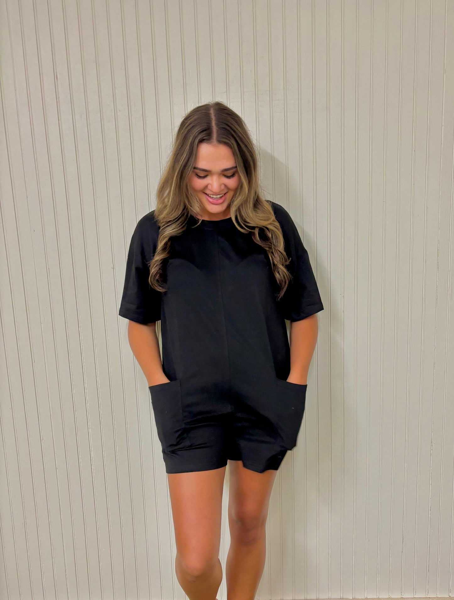 Hot Girl Walk Romper - Black