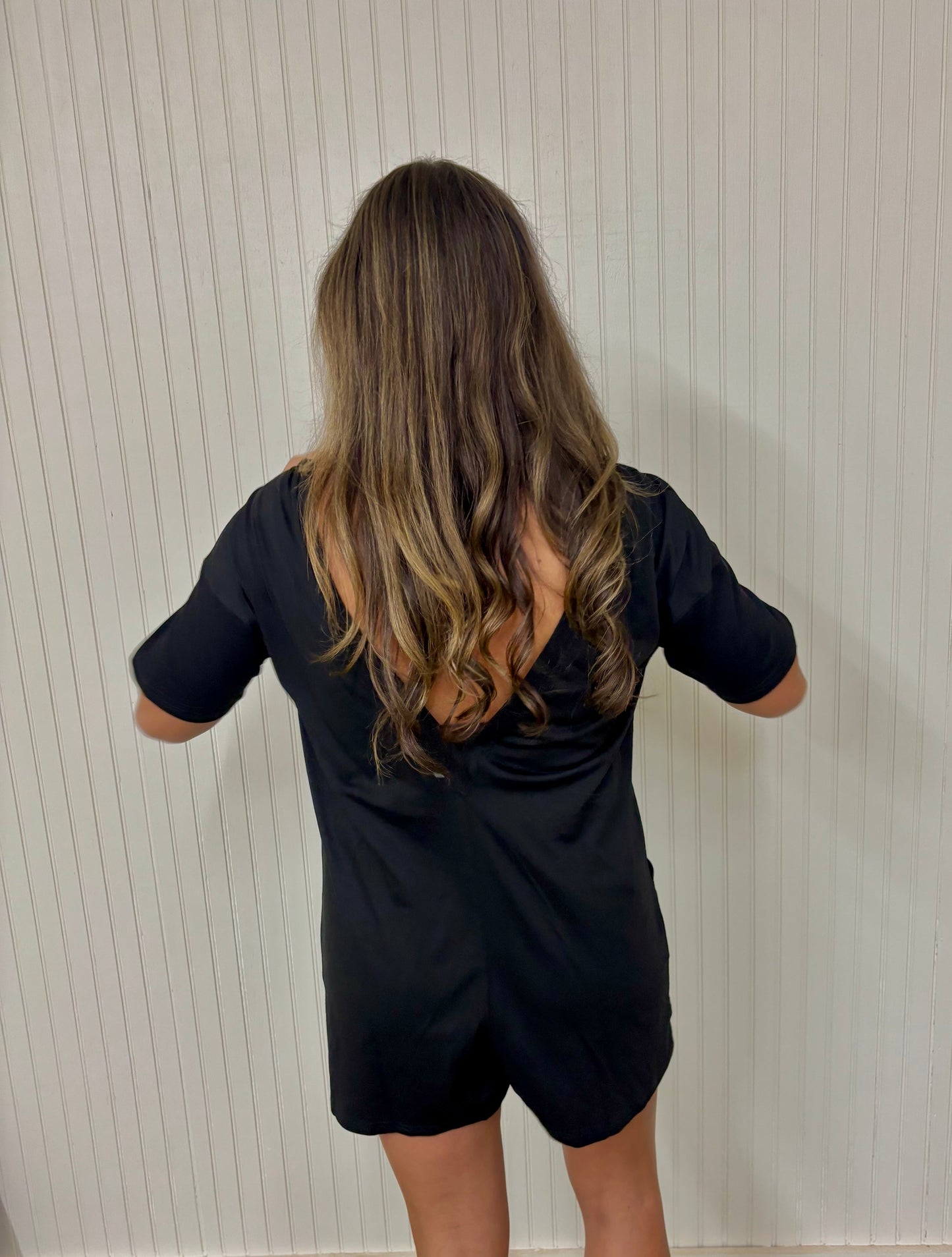 Hot Girl Walk Romper - Black