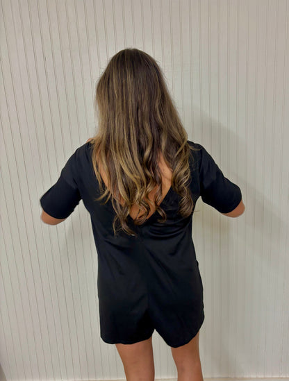 Hot Girl Walk Romper - Black