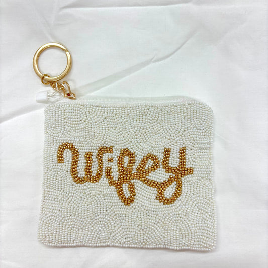 White “Wifey” Beaded Coin Purse