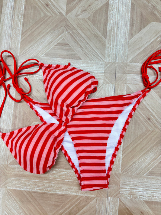 Striped Cherry Terry Bikini Set