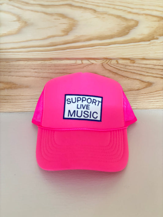 Neon Pink “Support Live Music” Trucker