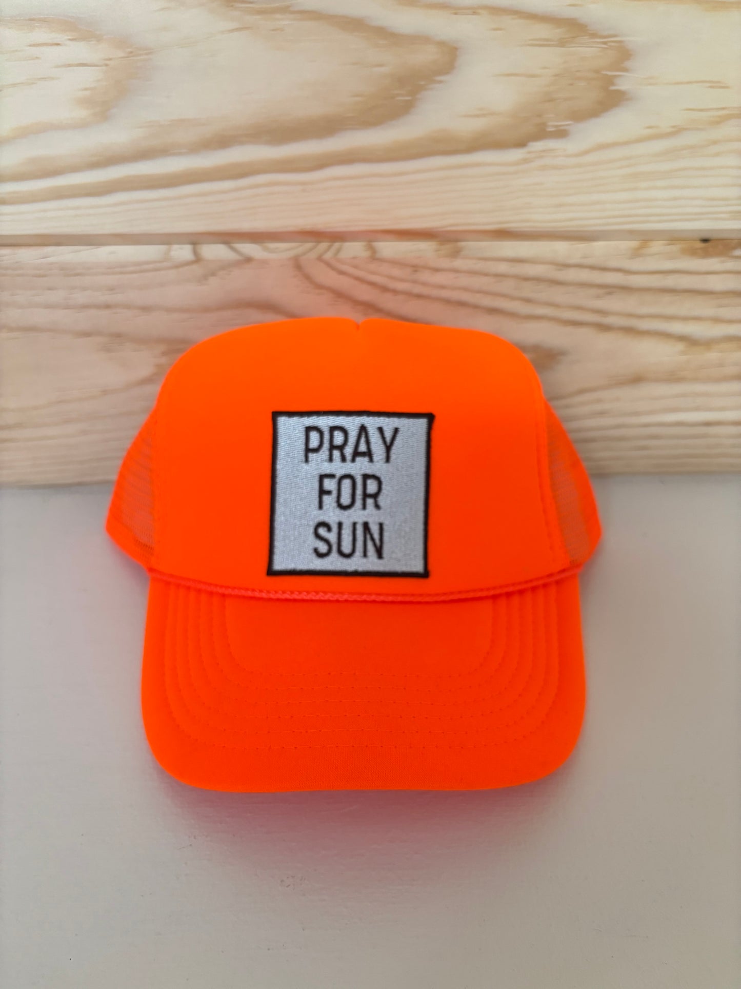 Neon Orange “Pray For Sun” Trucker