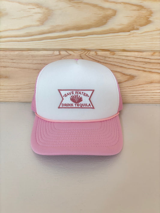 Pink "Save Water Drink Tequila" Trucker