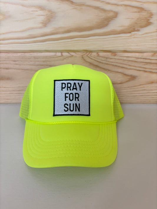 Neon Yellow “Pray for Sun” Trucker
