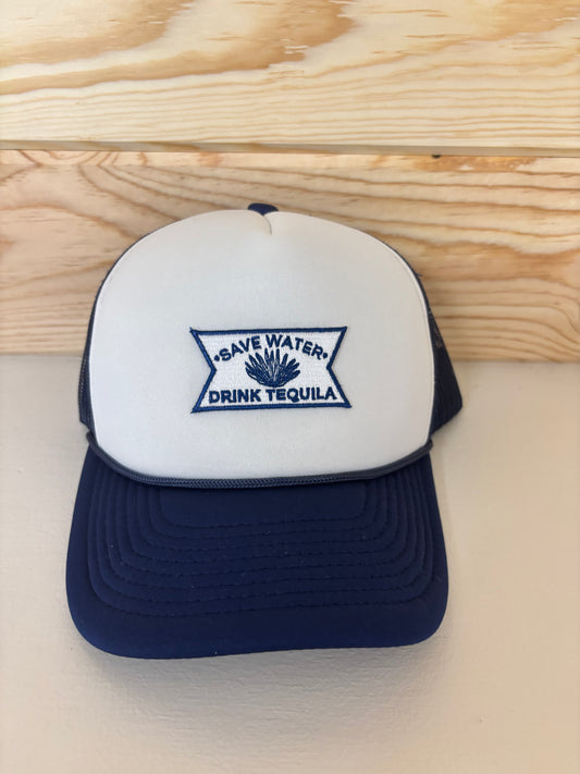 Navy "Save Water Drink Tequila" Trucker