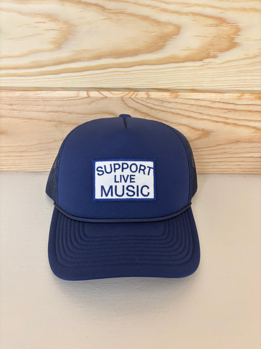 Navy "Support Live Music" Trucker